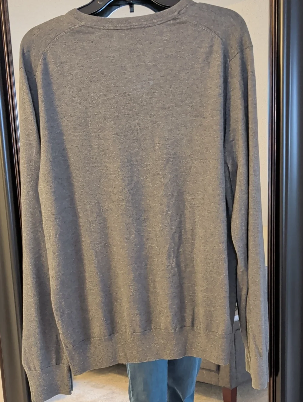 Banana Republic Men's Silk/Cotton/Cashmere Blend Charcoal V-Neck Sweater